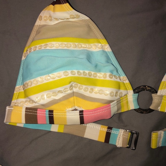 HotKiss Multi-colored Striped Halter Bikini Set - Picture 3 of 5